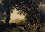 Oswald achenbach Saltarellotanz mit Blick auf Castel Gandolfo France oil painting artist